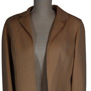 TALBOTS Beige Wool Open Short Jacket Long Sleeve Blazer Fitted Lines Size 12